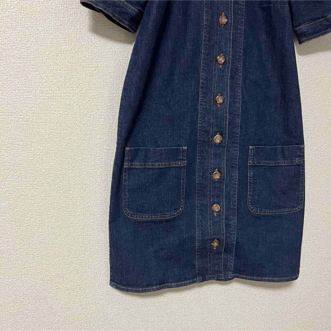 【極美品】sezane セザンヌ　デニムワンピース　パフスリーブ　膝丈ワンピース レディースのワンピース(ひざ丈ワンピース)の商品写真