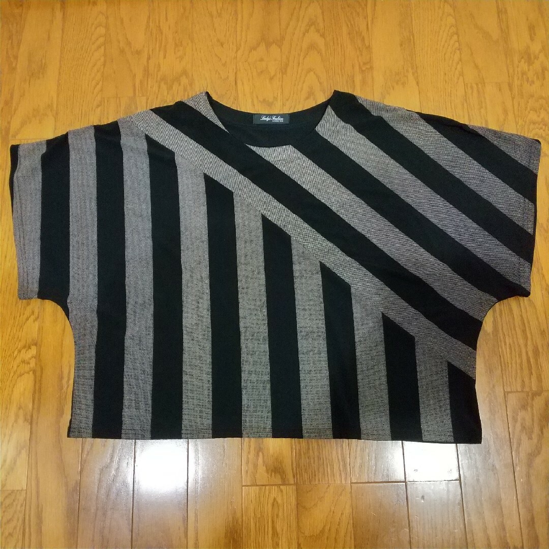 ボーダー & ブラック ブラウン 半袖 Tシャツ レディースのトップス(Tシャツ(半袖/袖なし))の商品写真