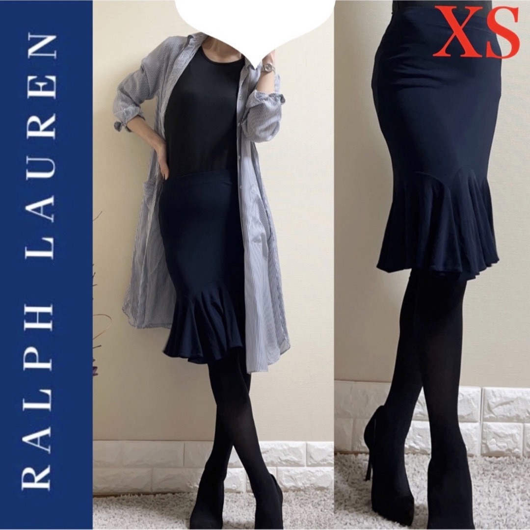 Ralph Lauren(ラルフローレン)のRALPH LAUREN ラルフローレン　ストレッチ　スカート　濃紺　XS レディースのスカート(ひざ丈スカート)の商品写真