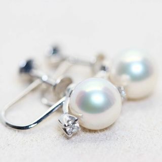 MIKIMOTO - ミキモト イヤリング K18WG パール×ダイヤ アコヤ 鑑別書有/24-658