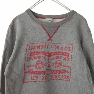 LAUNDRY USA製イラストプリント　スウェット　メンズS　a14(スウェット)