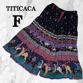 チチカカ(titicaca)の【美品】チチカカ TITICACA   総ゴム フレアロングパンツ　アジアン(ロングスカート)