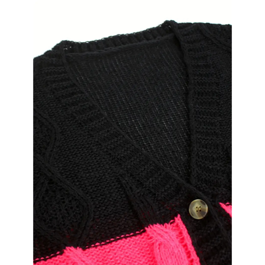 カーディガン　ピンク　黒　グレー　長袖　ニット　セーター レディースのトップス(ニット/セーター)の商品写真