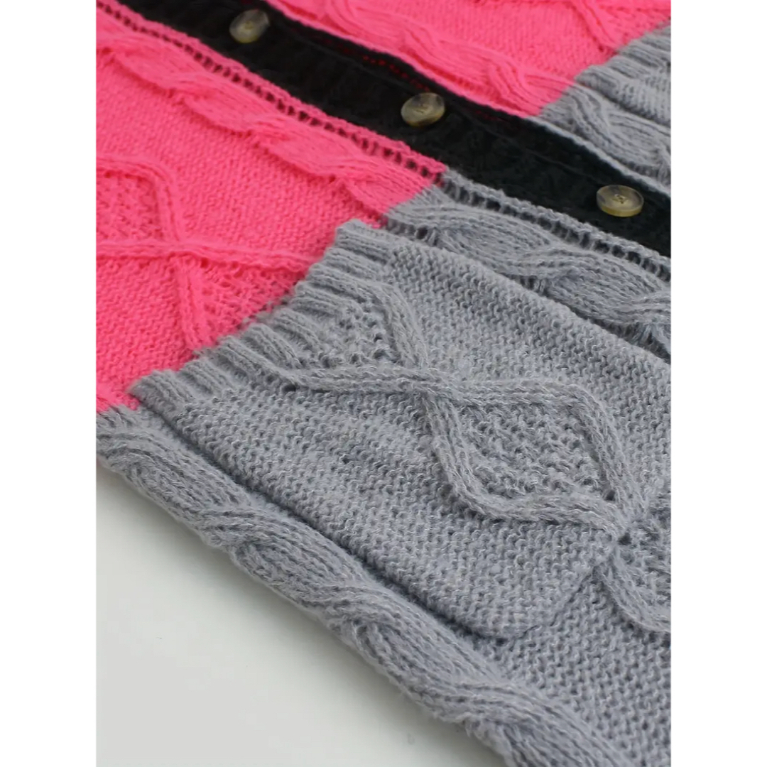 カーディガン　ピンク　黒　グレー　長袖　ニット　セーター レディースのトップス(ニット/セーター)の商品写真