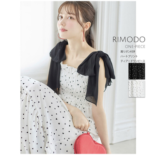 TOCCO closet - 肩リボン付きハートプリントティアードワンピース tocco closet