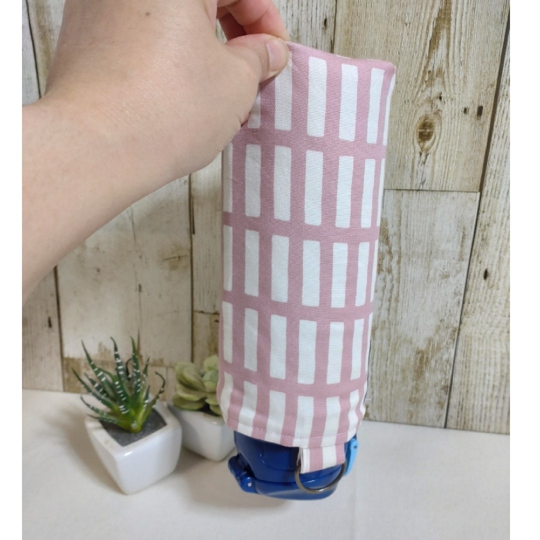 THERMOS　水筒カバー　800ml　北欧格子柄　くすみピンク ハンドメイドのキッズ/ベビー(外出用品)の商品写真