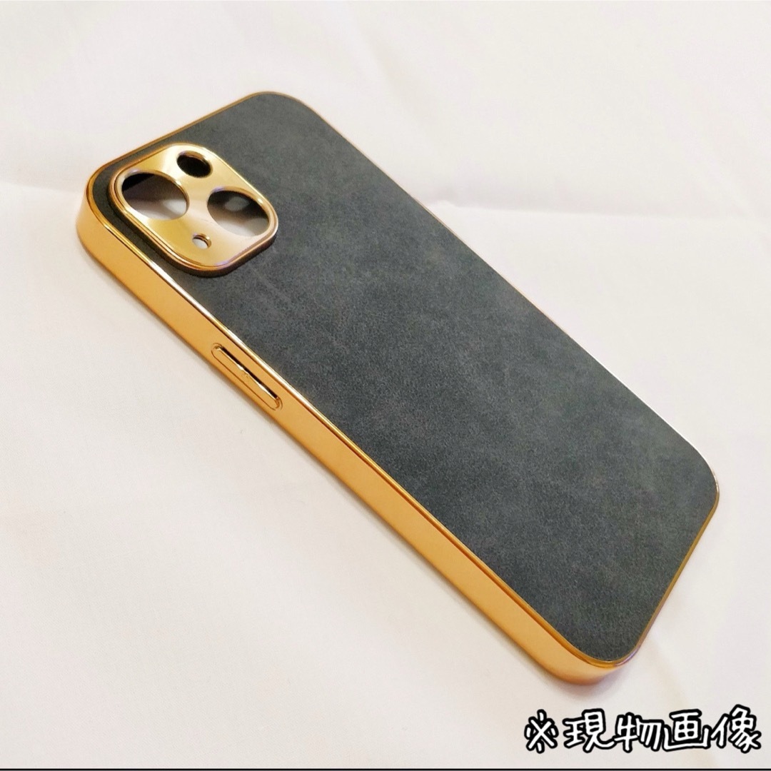 iPhone15 ケース レザー風 黒 ブラック ゴールド ソフト ストラップ スマホ/家電/カメラのスマホアクセサリー(iPhoneケース)の商品写真