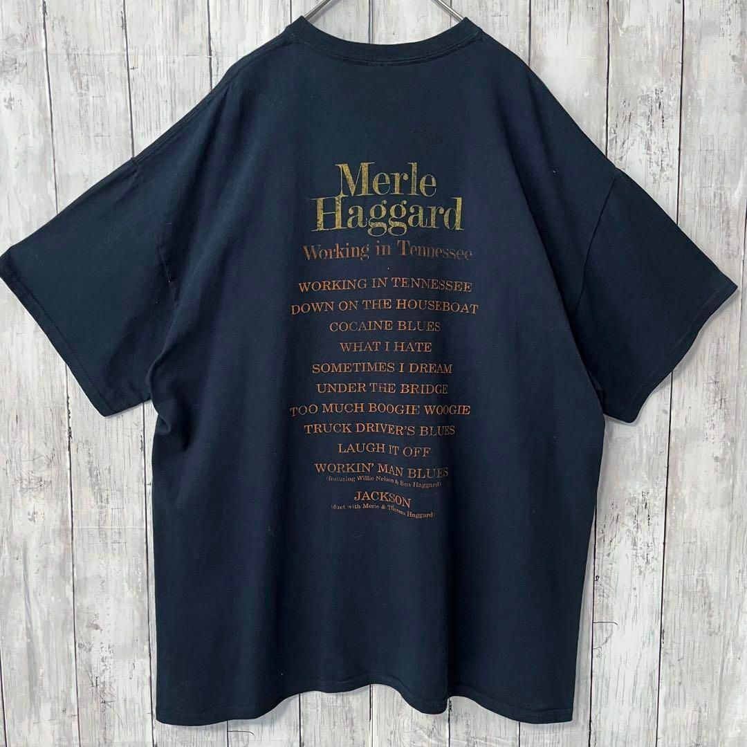 MUSIC TEE(ミュージックティー)のミュージックTシャツ古着　MERLE HAGGARDバックプリントTシャツ　XL メンズのトップス(Tシャツ/カットソー(半袖/袖なし))の商品写真