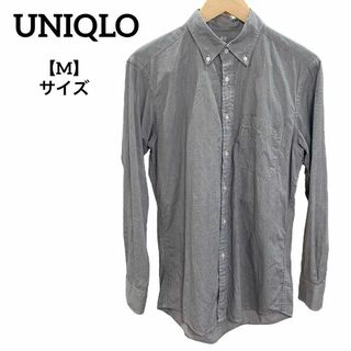ユニクロ(UNIQLO)のH1 UNIQLO ユニクロ シャツ 長袖 ボタンダウン 千鳥格子 黒×白 M(シャツ)