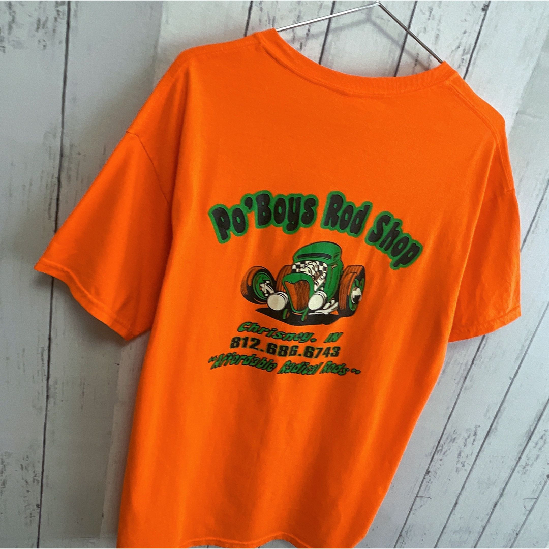 Anvil(アンビル)のAnvil　00s　Tシャツ　L　オレンジ　プリント　車　カー　クルーネック メンズのトップス(Tシャツ/カットソー(半袖/袖なし))の商品写真