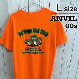 Anvil - Anvil　00s　Tシャツ　L　オレンジ　プリント　車　カー　クルーネック