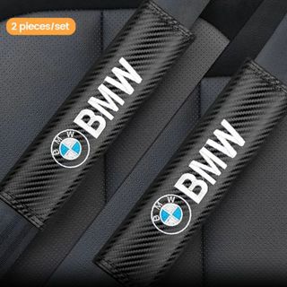 ビーエムダブリュー(BMW)の2個 BMW カーボン シートベルトパッド カバー ショルダーパッド ロゴ刺繍p(車種別パーツ)