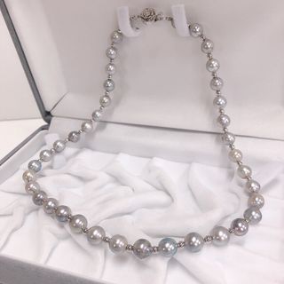 あこや真珠 あこやパール 本真珠 ネックレス ブルーグレー SILVER金具