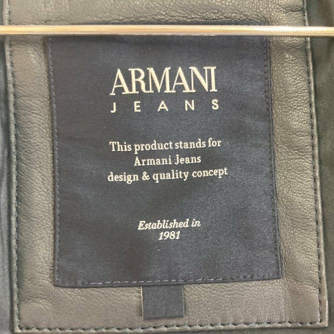 ARMANI JEANS(アルマーニジーンズ)の★ARMANI JEANS アルマーニジーンズ レザー×中綿 レザージャケット ネイビー size52 メンズのジャケット/アウター(レザージャケット)の商品写真