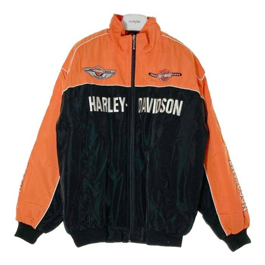 Harley Davidson(ハーレーダビッドソン)の★HARLEY-DAVIDSON ハーレーダビッドソン 100TH ANNIVERSARY ジップアップ ジャケット 中綿 オレンジ ブラック SizeXL メンズのジャケット/アウター(その他)の商品写真