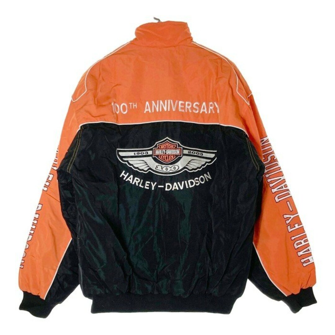 Harley Davidson(ハーレーダビッドソン)の★HARLEY-DAVIDSON ハーレーダビッドソン 100TH ANNIVERSARY ジップアップ ジャケット 中綿 オレンジ ブラック SizeXL メンズのジャケット/アウター(その他)の商品写真