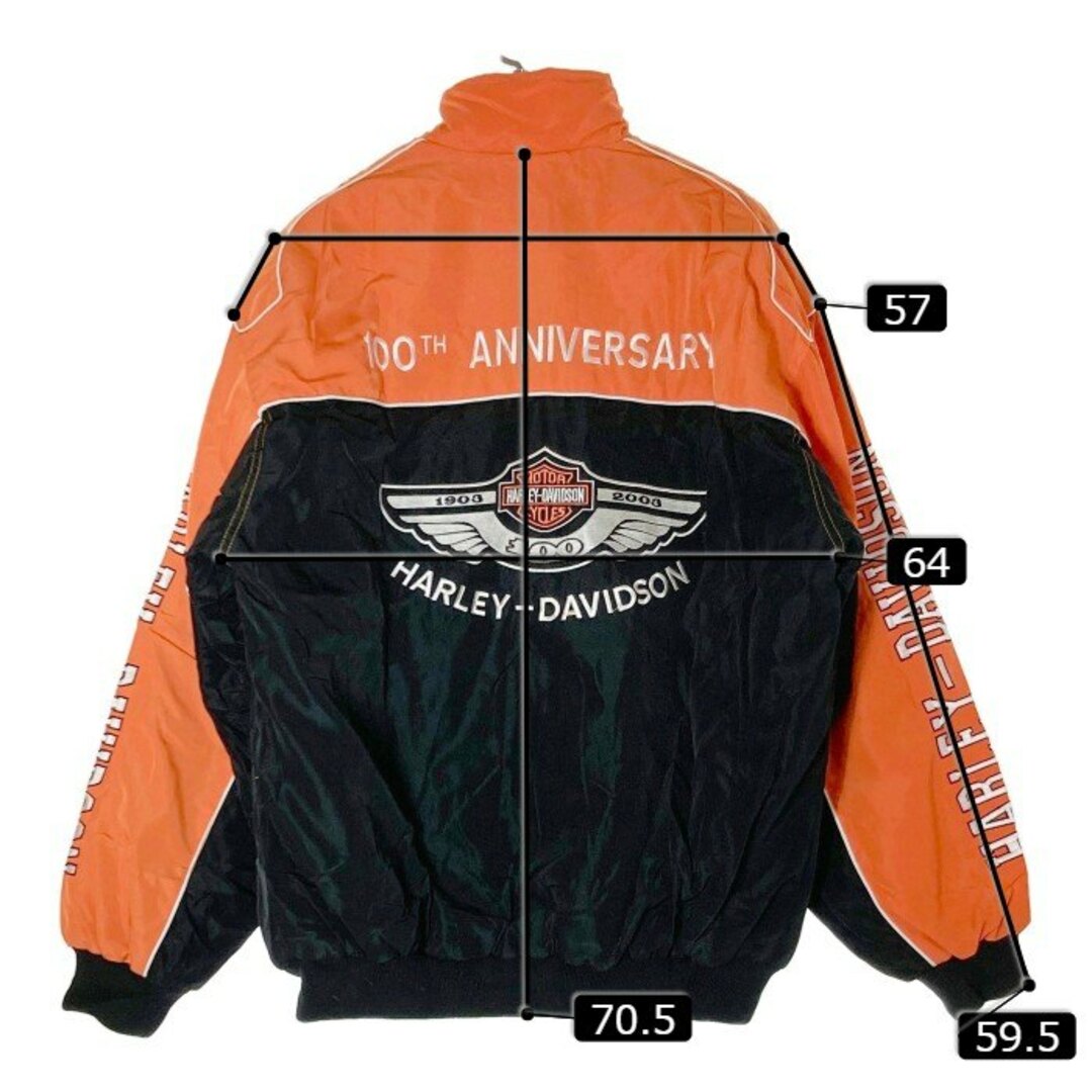 Harley Davidson(ハーレーダビッドソン)の★HARLEY-DAVIDSON ハーレーダビッドソン 100TH ANNIVERSARY ジップアップ ジャケット 中綿 オレンジ ブラック SizeXL メンズのジャケット/アウター(その他)の商品写真