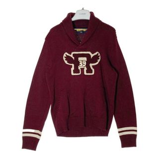 ラルフローレン(Ralph Lauren)の★RALPHLAUREN RUGBY ラルフローレン ラグビー パッチ付き パチポケ ショールカラー コットンニット レタードセーター バーガンディー sizeM(ニット/セーター)