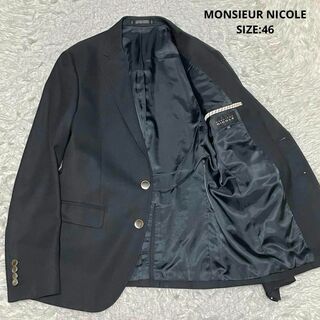 MONSIEUR NICOLE - MONSIEUR NICOLE メタルボタンテーラードジャケット 46 ブラック