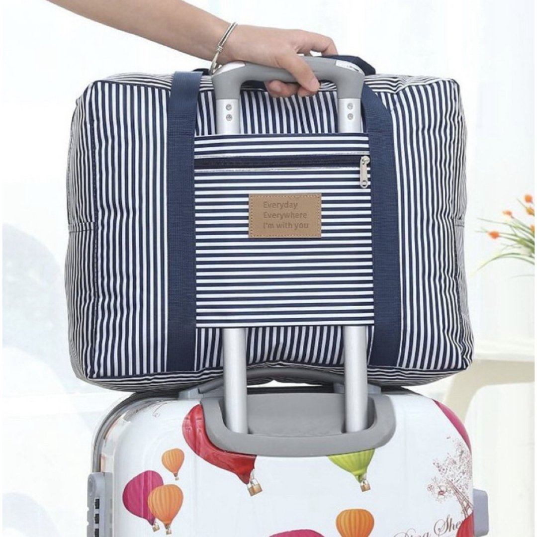 キャリーオンバッグ 旅行バッグ トラベル ストライプ 大容量 折り畳み ボストン レディースのバッグ(ボストンバッグ)の商品写真