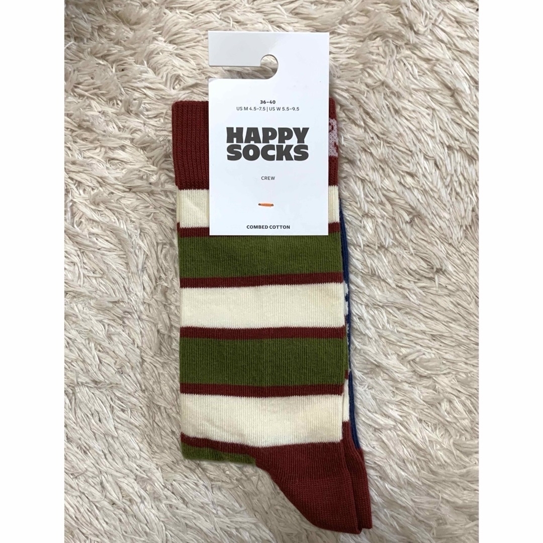 Happy Socks(ハッピーソックス)の新品　百貨店購入品　正規品　ハッピーソックス　レディース　ボルドーオリーブ レディースのレッグウェア(ソックス)の商品写真