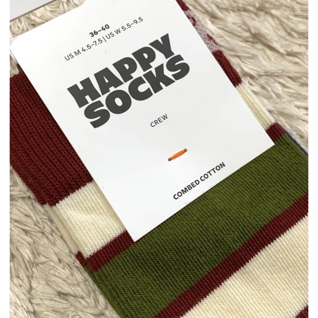 Happy Socks(ハッピーソックス)の新品　百貨店購入品　正規品　ハッピーソックス　レディース　ボルドーオリーブ レディースのレッグウェア(ソックス)の商品写真