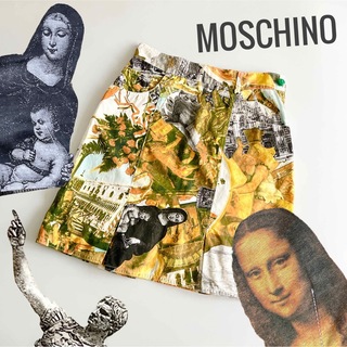 モスキーノ(MOSCHINO)のモスキーノジーンズ インパクト大♪グラフィック総柄フレアスカート イタリア製(ミニスカート)