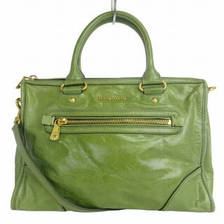 ミュウミュウ(miumiu)のミュウミュウ 2WAY ショルダーバッグ ハンド ロゴ 緑系 鞄 ■SM1(ショルダーバッグ)
