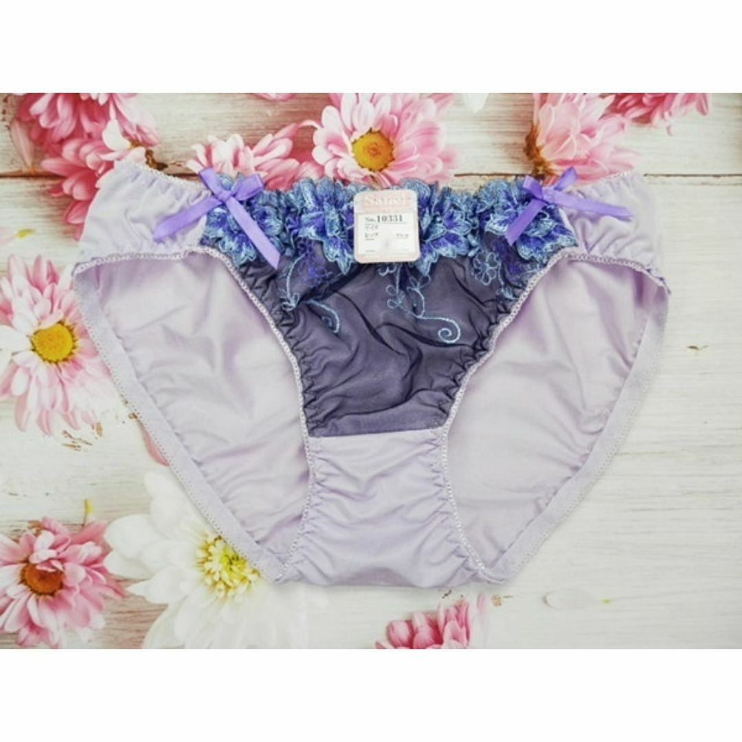 SE02★D80 L★ブラショーツセット シャクヤク刺繍　紫系 レディースの下着/アンダーウェア(ブラ&ショーツセット)の商品写真