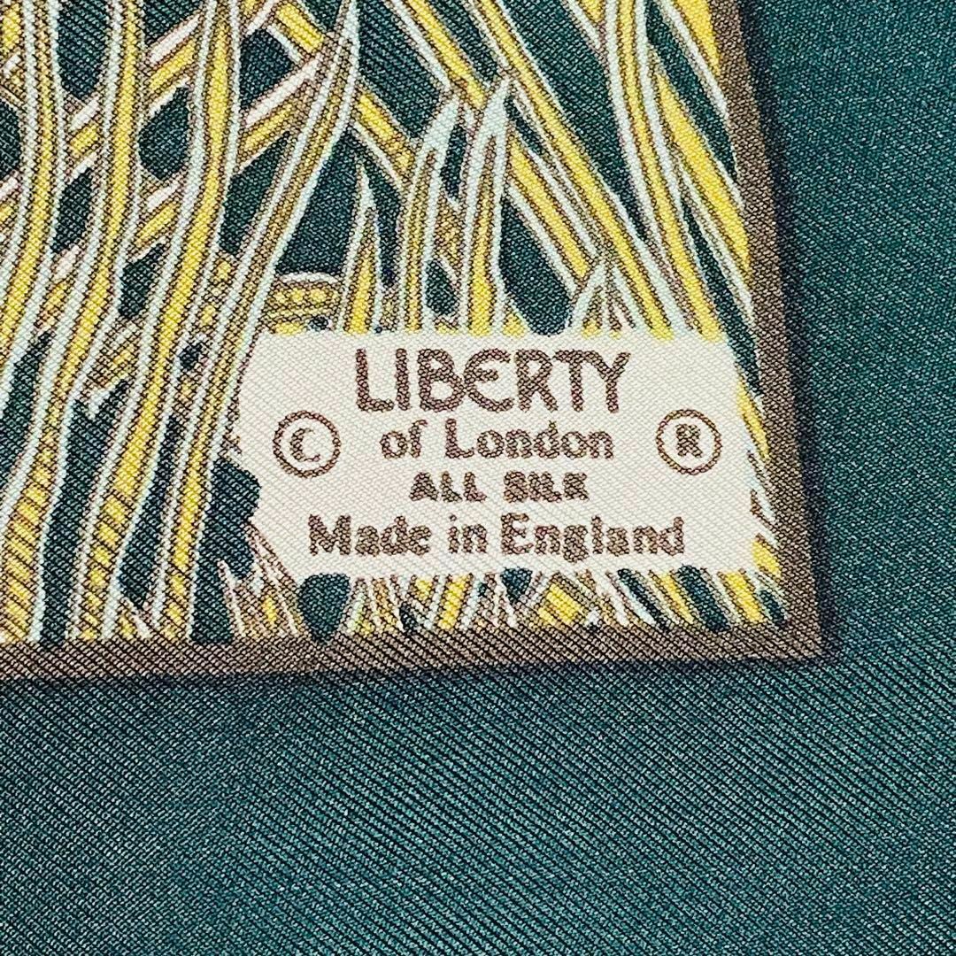 LIBERTY.(リバティ)の★LIBERTY★ スカーフ 大判 羽根 クジャク シルク グリーン レディースのファッション小物(バンダナ/スカーフ)の商品写真