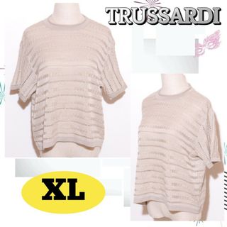 トラサルディ(Trussardi)の★美品★ トラサルディ トップス ニット サマーニット 半袖 麻素材 サイズXL(ニット/セーター)