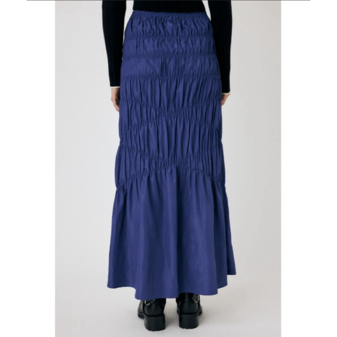 FRAY I.D(フレイアイディー)のMOUSSY CROSS GATHERスカート　ロング　マキシ丈　シャーリング レディースのスカート(ロングスカート)の商品写真