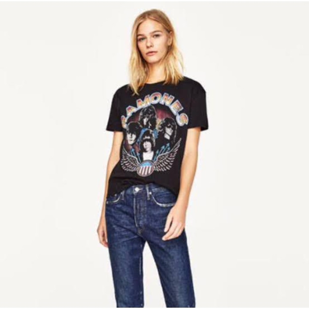 ZARA(ザラ)のZARA ザラ ラモーンズ ロックTシャツ レディースのトップス(Tシャツ(半袖/袖なし))の商品写真