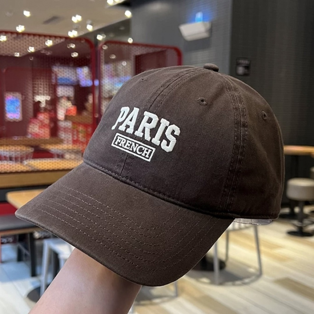 キャップ ロゴ PARIS フリーサイズ ブラウン カジュアル ストリート 韓国 レディースの帽子(キャップ)の商品写真