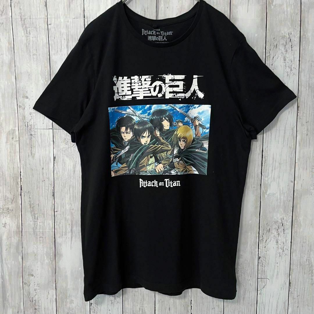 古着　進撃の巨人　プリントTシャツ　サイズS 黒　ブラック　ユニセックス男女春夏 メンズのトップス(Tシャツ/カットソー(半袖/袖なし))の商品写真