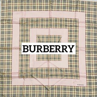 バーバリー(BURBERRY)の★BURBERRY★ スカーフ 大判 チェック シルク ピンク(バンダナ/スカーフ)