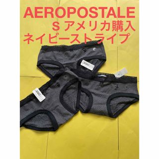 エアロポステール(AEROPOSTALE)のエアロポステール　未使用　S ショーツ　３枚　下着　紺　ストライプ　アメリカ購入(ショーツ)