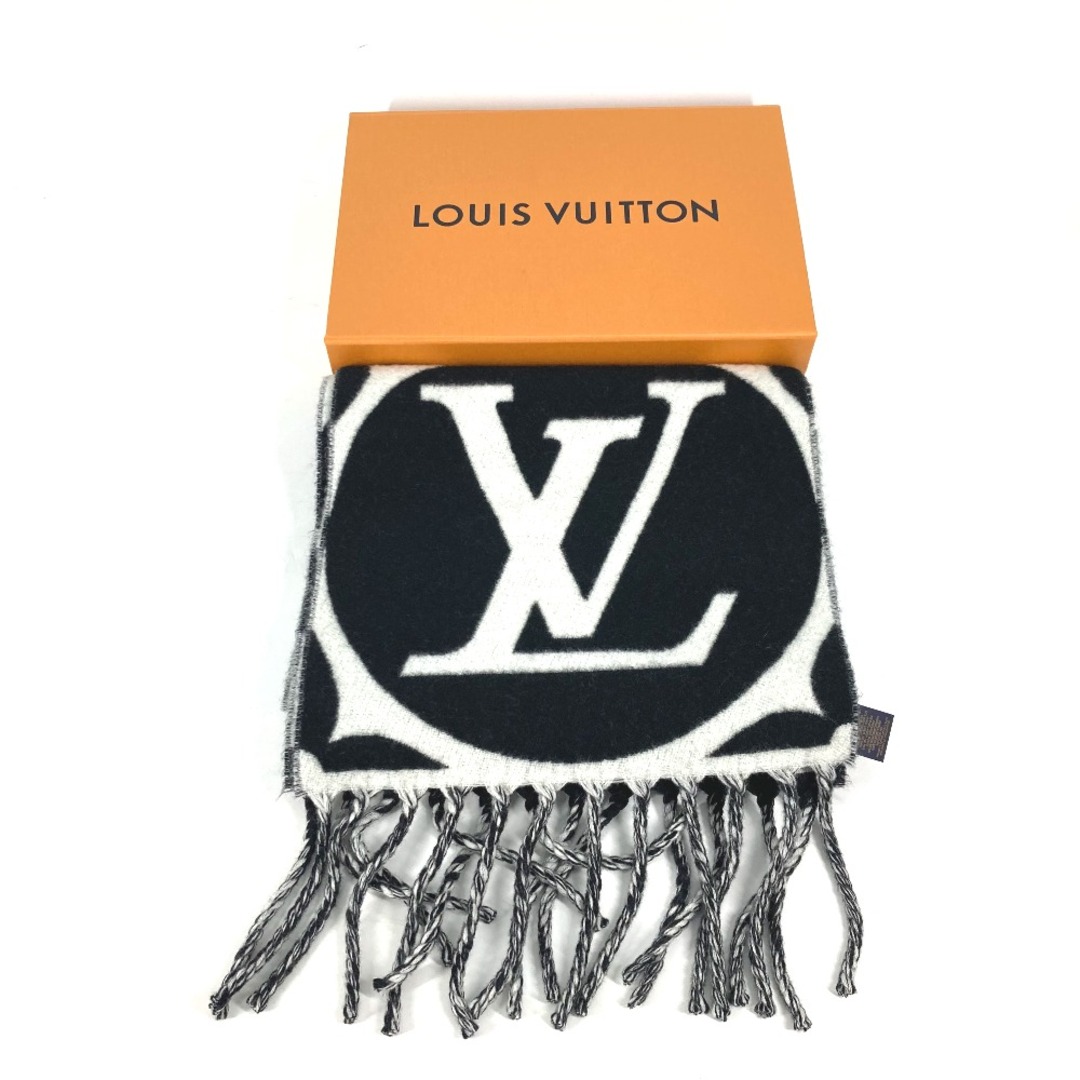 LOUIS VUITTON(ルイヴィトン)のルイヴィトン LOUIS VUITTON マフラー・LV メダリオン M79212 フリンジ モノグラム マフラー ウール ノワール ブラック 美品 レディースのファッション小物(マフラー/ショール)の商品写真