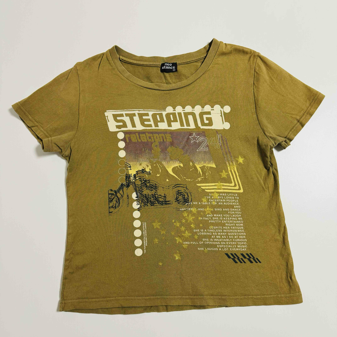 ● neo stance ロゴ プリント Tシャツ バイク 星柄 ドット M ● レディースのトップス(Tシャツ(半袖/袖なし))の商品写真