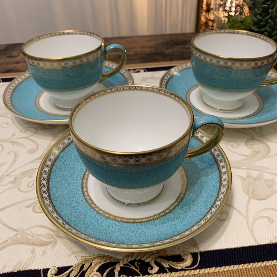 WEDGWOOD(ウェッジウッド)のウェッジウッド  ユーランダー　パウダー　ターコイズ　リー　カップ＆ソーサー3客 インテリア/住まい/日用品のキッチン/食器(食器)の商品写真