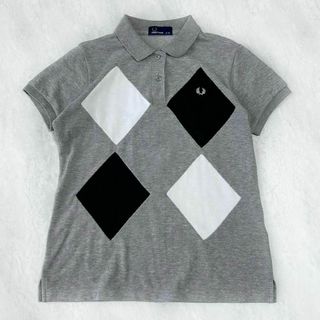 フレッドペリー(FRED PERRY)のフレッドペリー 半袖ポロシャツ アーガイル 刺繍ロゴ M 日本製(ポロシャツ)