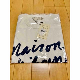 メゾンキツネ(MAISON KITSUNE')の① M メゾンキツネ　筆記体ロゴ　半袖Tシャツ　白(Tシャツ(半袖/袖なし))