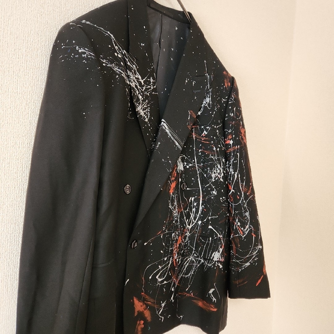 モード　ペイント　ダブルジャケット　ブラック　シルバー　レッド　円環　地獄　虚空 メンズのジャケット/アウター(テーラードジャケット)の商品写真