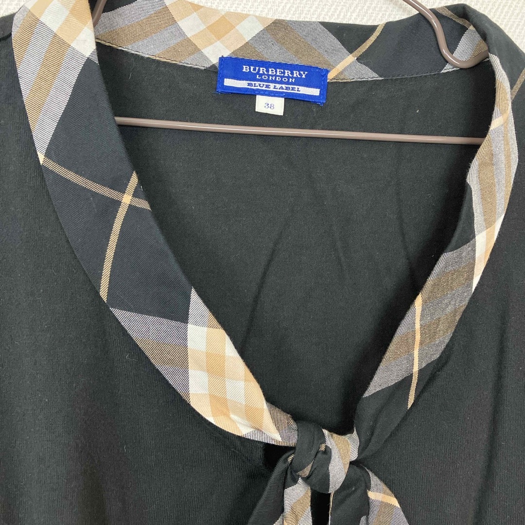 BURBERRY BLUE LABEL(バーバリーブルーレーベル)のバーバリー ブルーレーベル 半袖 カットソー ◾️サイズ38 黒　三陽商会 レディースのトップス(カットソー(半袖/袖なし))の商品写真