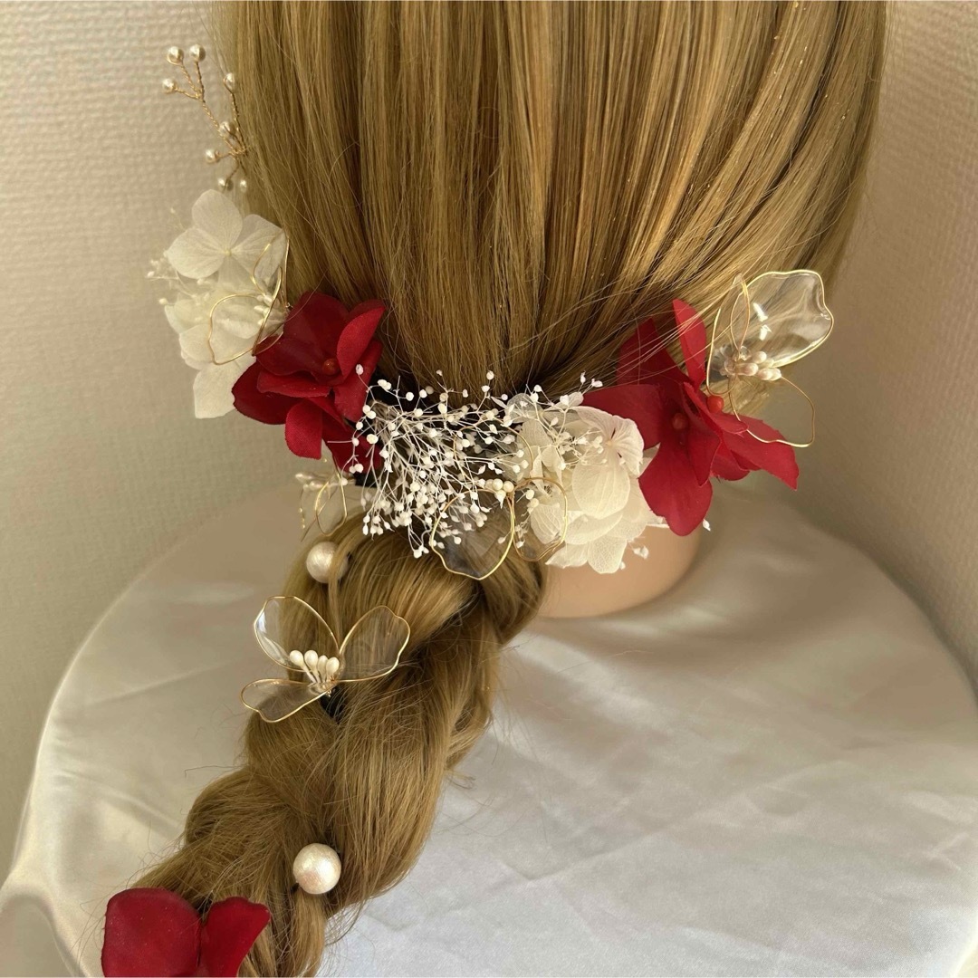 ヘッドパーツ　ヘアピン　ヘッドドレス　髪飾り　お花髪飾り　成人式髪飾り　前撮り レディースのヘアアクセサリー(ヘアピン)の商品写真