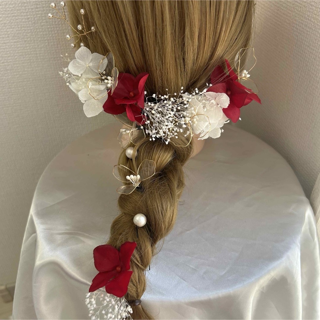 ヘッドパーツ　ヘアピン　ヘッドドレス　髪飾り　お花髪飾り　成人式髪飾り　前撮り レディースのヘアアクセサリー(ヘアピン)の商品写真