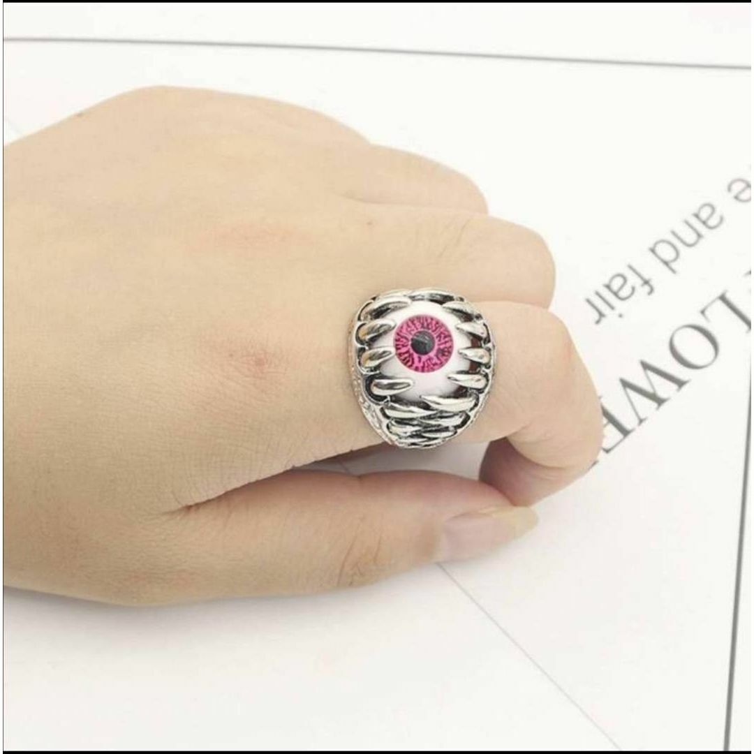 【H032】リング メンズ アクセサリー レッド 目玉 指輪 22号 メンズのアクセサリー(リング(指輪))の商品写真