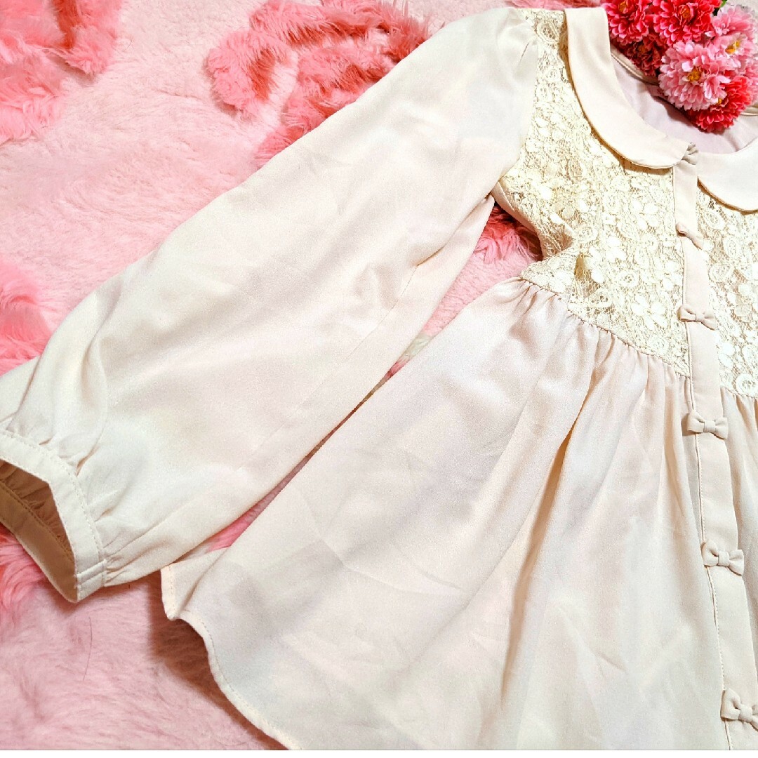 LIZ LISA(リズリサ)のリズリサ❤夢展望♥ピンク×白♥花柄レース＆リボン♥ボタン♥姫♥チュニワンピース レディースのワンピース(ミニワンピース)の商品写真