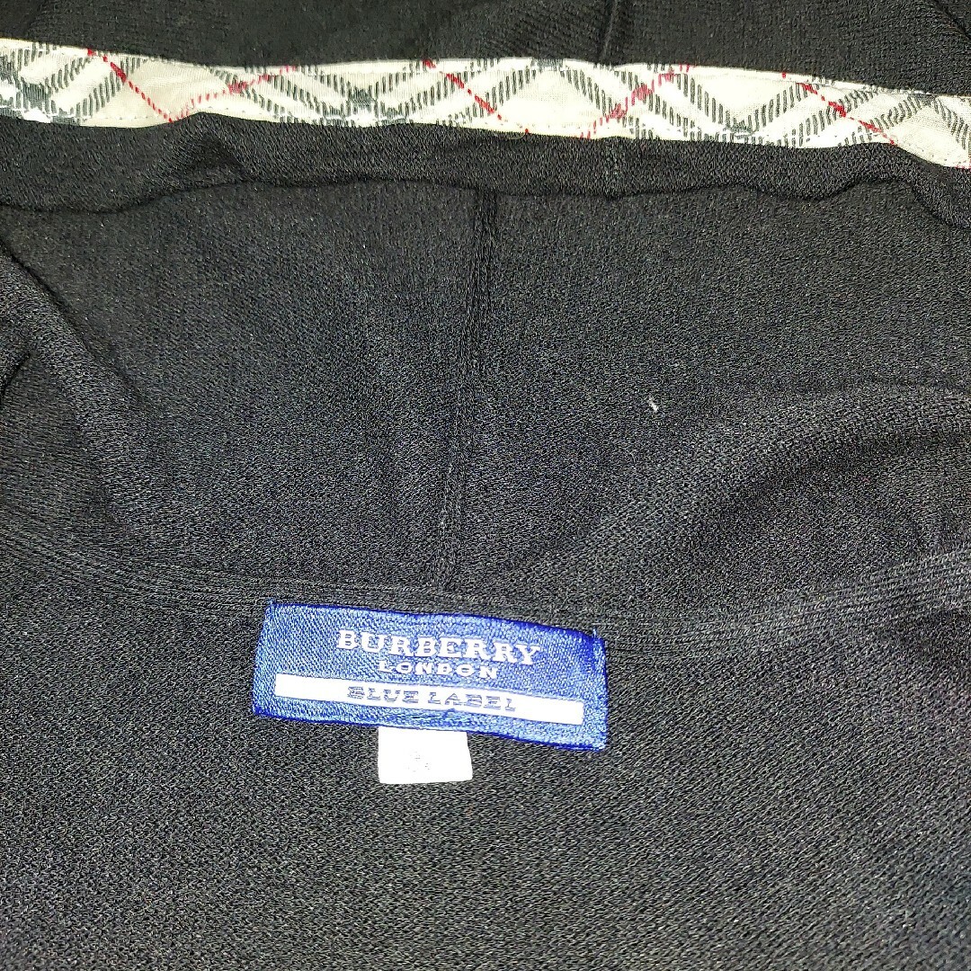 BURBERRY BLUE LABEL(バーバリーブルーレーベル)の美品☆バーバリーブルーレーベルノバチェックパーカー 38 M 黒 ジップアップ レディースのトップス(パーカー)の商品写真