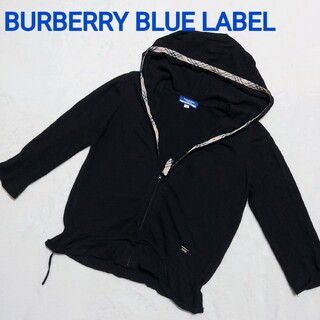 BURBERRY BLUE LABEL - 美品☆バーバリーブルーレーベルノバチェックパーカー 38 M 黒 ジップアップ